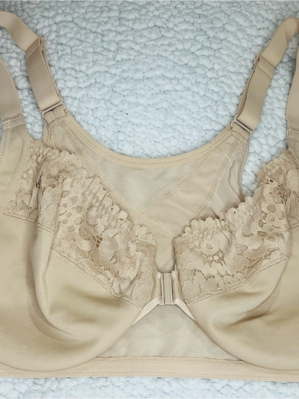 Delimira Nude Lace Front-Closure Full Coverage Bra